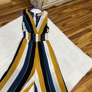 ILLA ILLA Mustard and Navy Striped Jumpsuit
